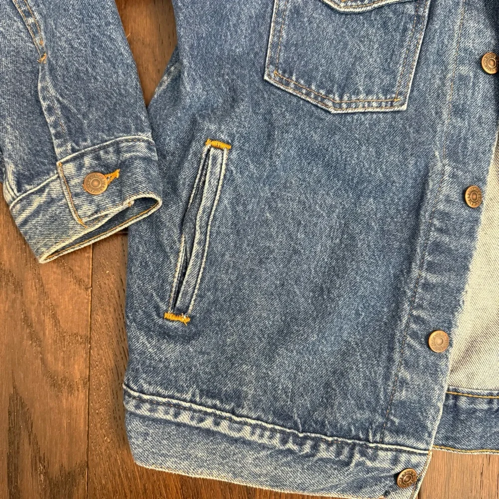 Vintage Eddie Bauer Blue Denim Jean Jacket Mens Large 90s Rare Sz M Streetwear - Picture 2 of 11